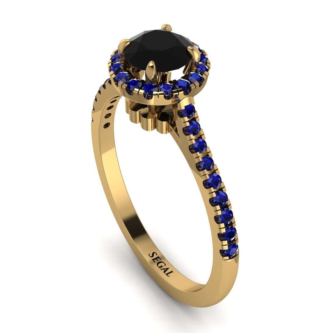 Milgrain Halo Black Diamond Ring - Betty No. 67