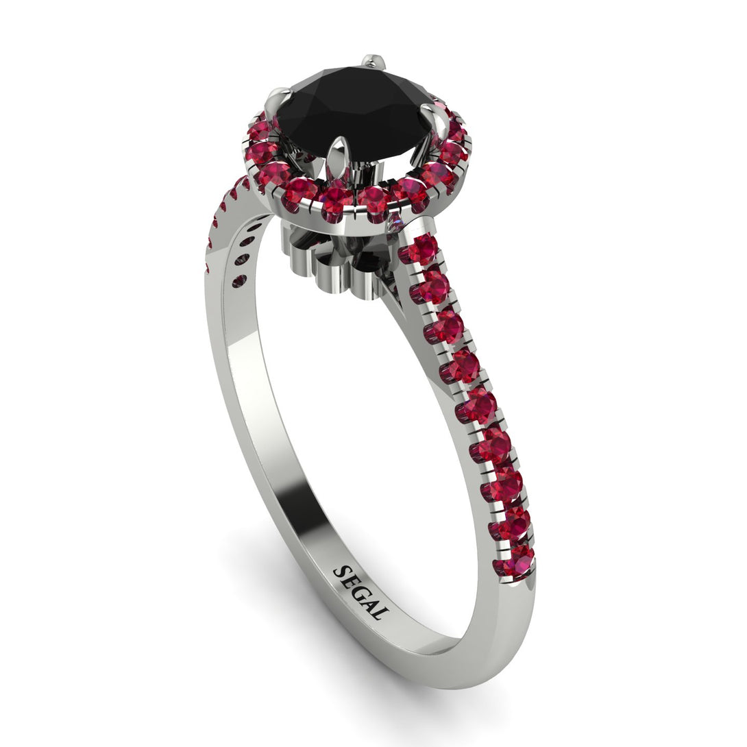 Milgrain Halo Black Diamond Ring - Betty No. 54
