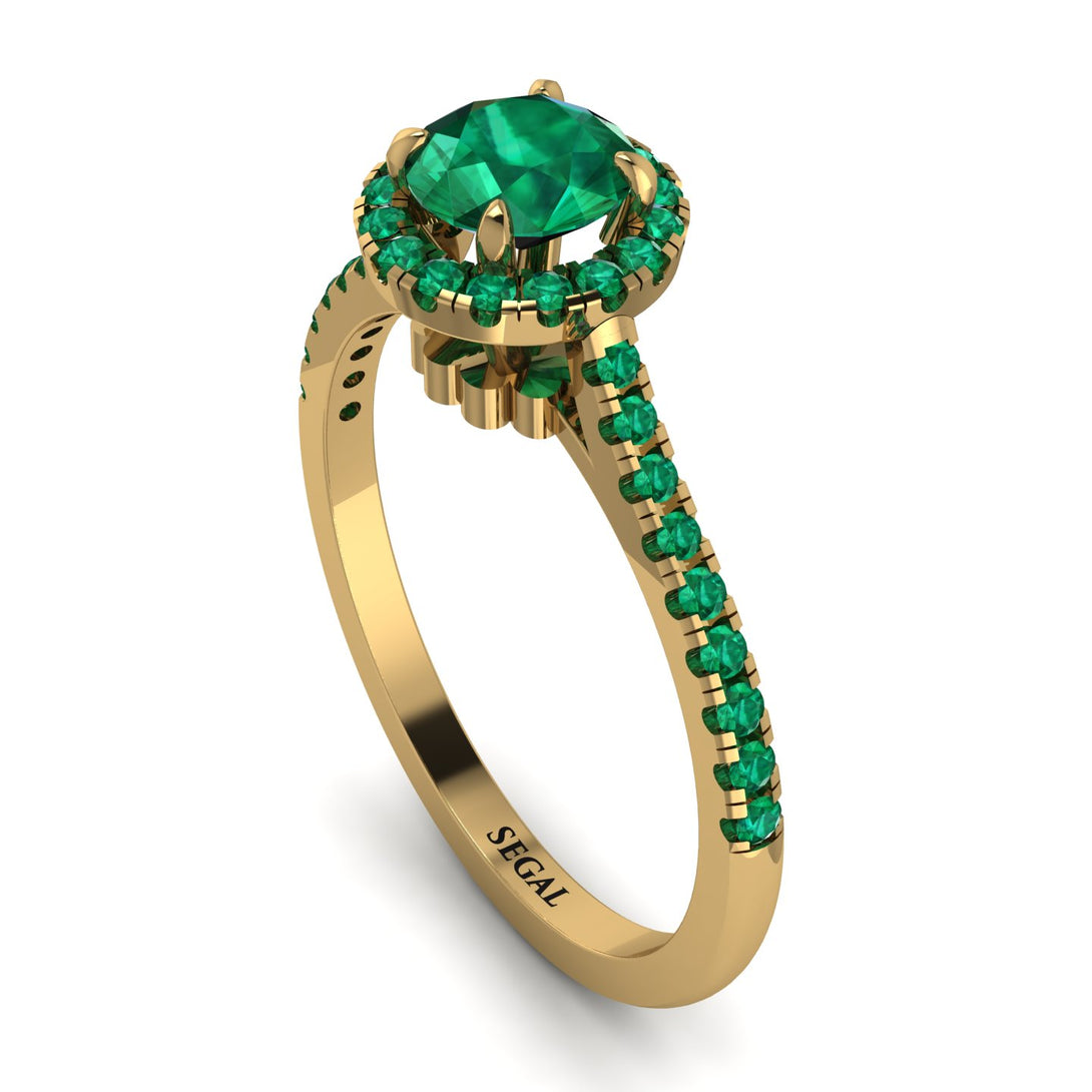 Milgrain Halo Emerald Ring - Betty No. 19