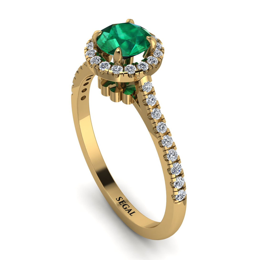 Milgrain Halo Emerald Ring - Betty No. 4