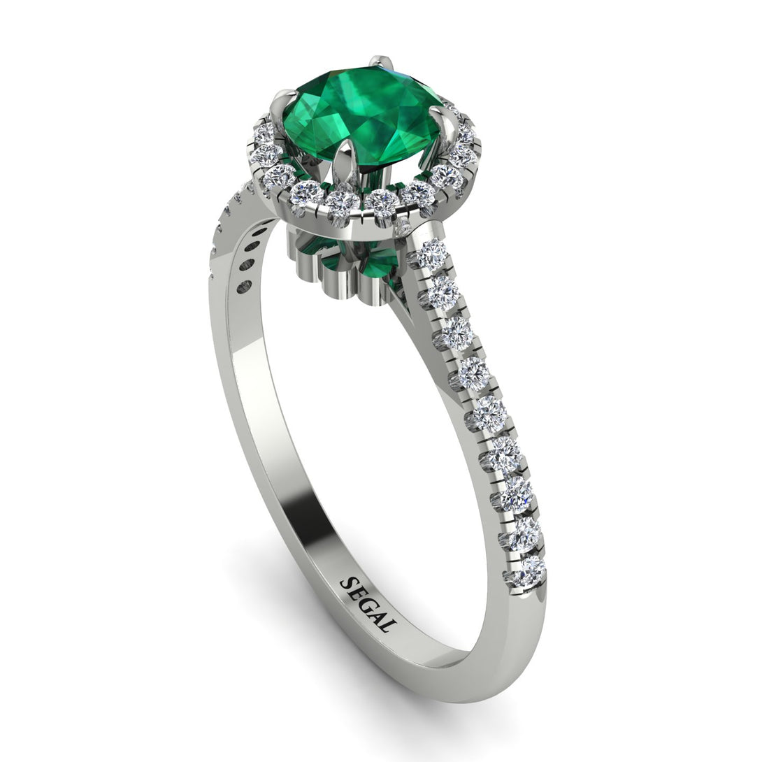 Milgrain Halo Emerald Ring - Betty No. 6