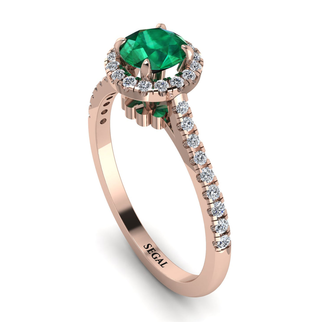 Milgrain Halo Emerald Ring - Betty No. 5