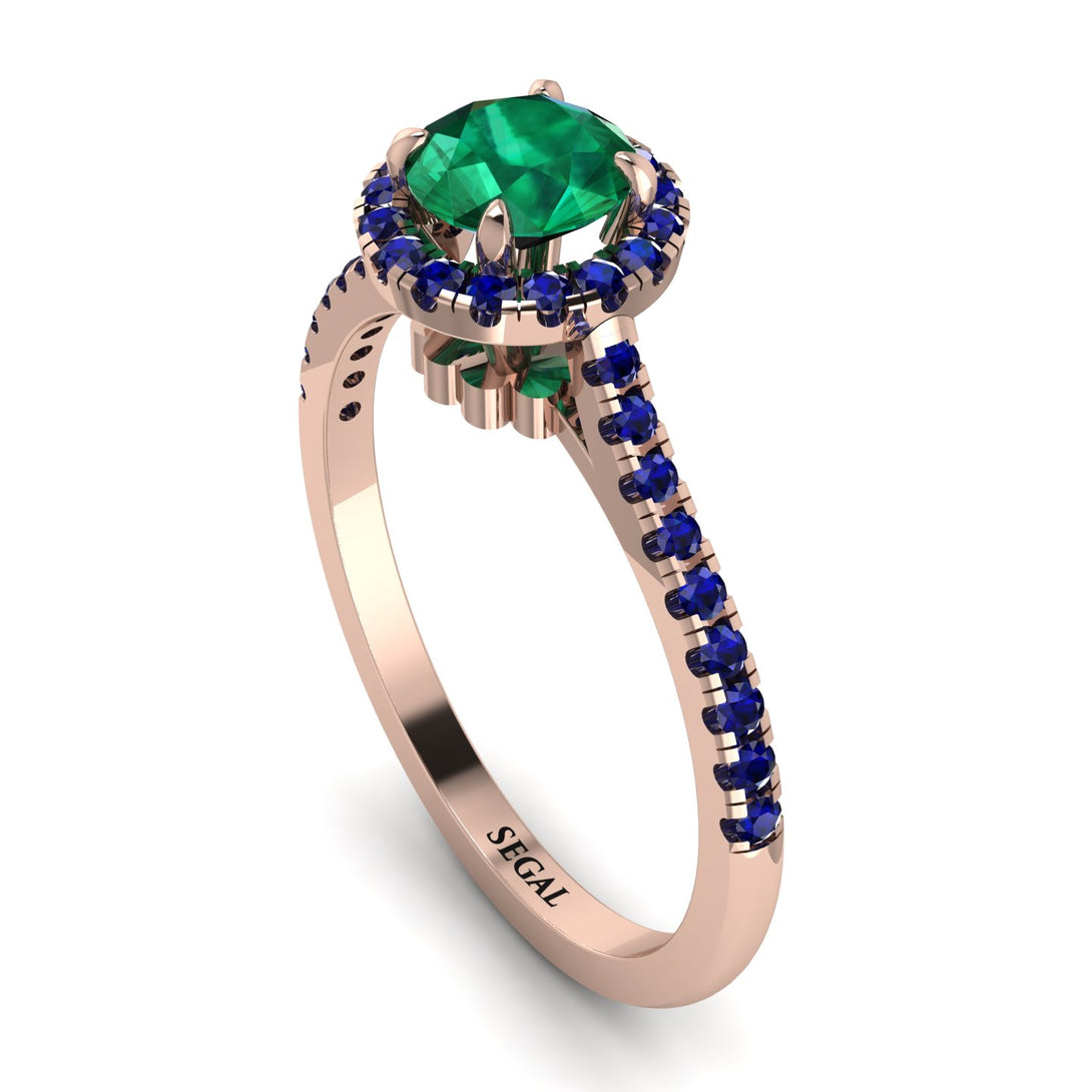 Milgrain Halo Emerald Ring - Betty No. 65