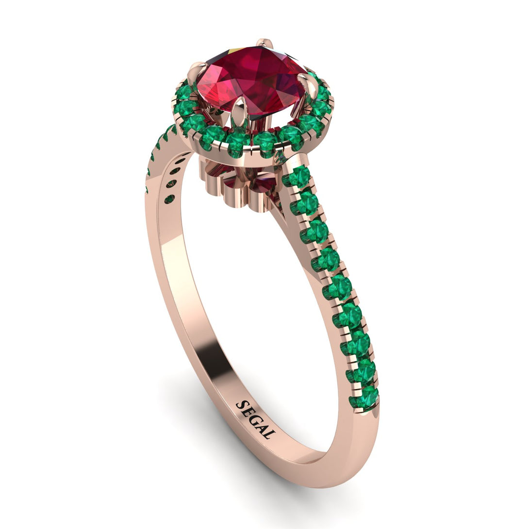 Milgrain Halo Ruby Ring - Betty No. 26