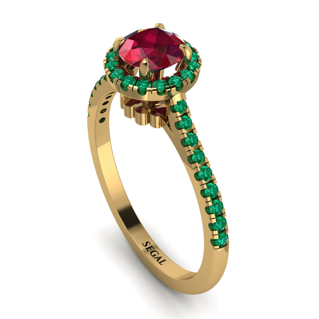 Milgrain Halo Ruby Ring - Betty No. 25