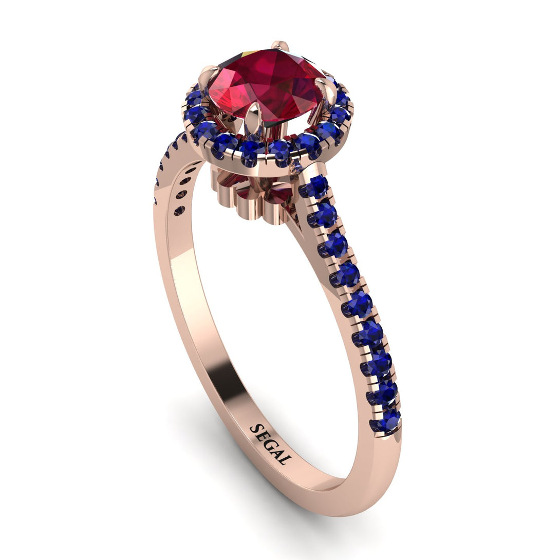 Milgrain Halo Ruby Ring - Betty No. 71