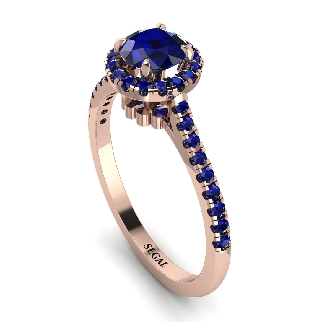 Milgrain Halo Sapphire Ring - Betty No. 74