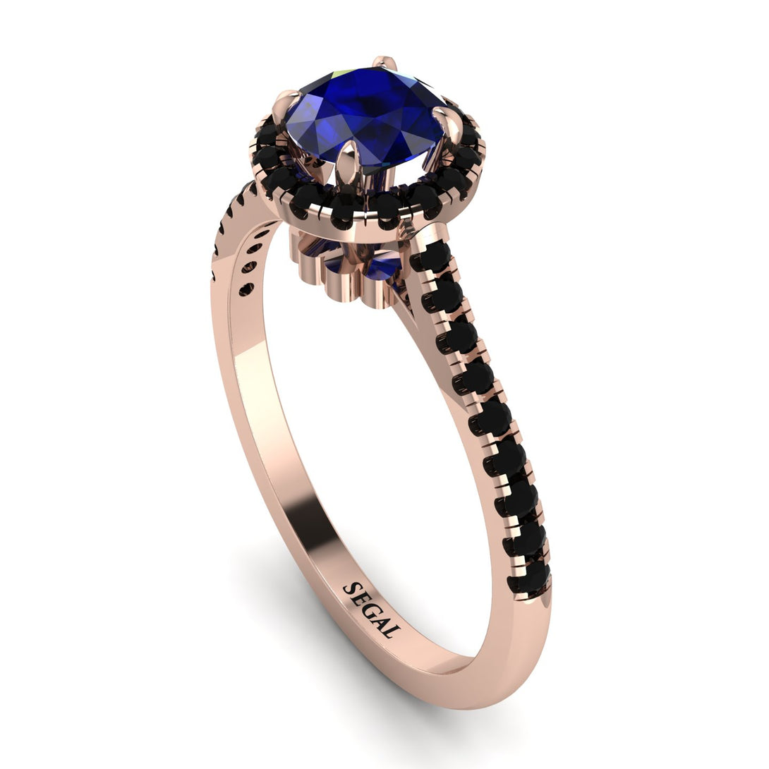 Milgrain Halo Sapphire Ring - Betty No. 44