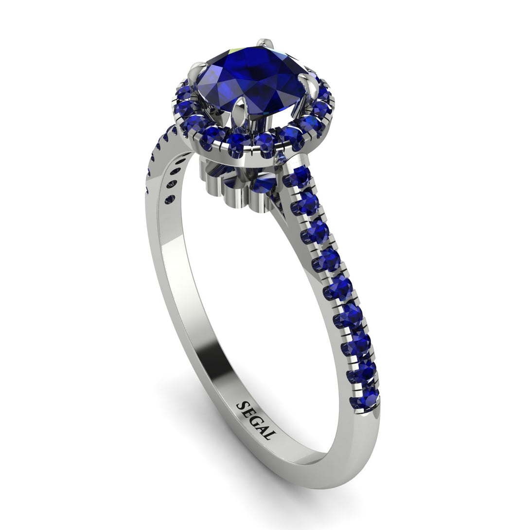 Milgrain Halo Sapphire Ring - Betty No. 75