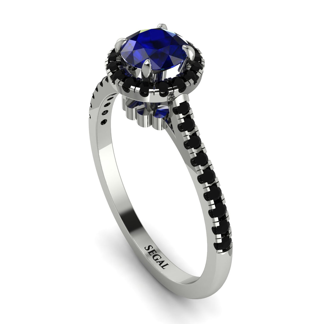 Milgrain Halo Sapphire Ring - Betty No. 45
