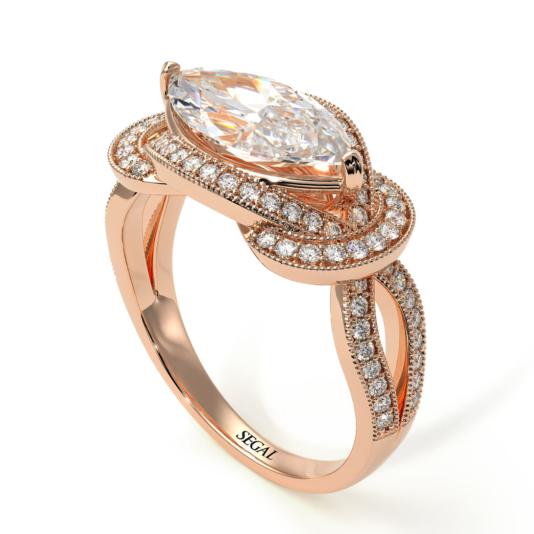 Milgrain Marquise Diamond Engagement Ring - Marley No. 2