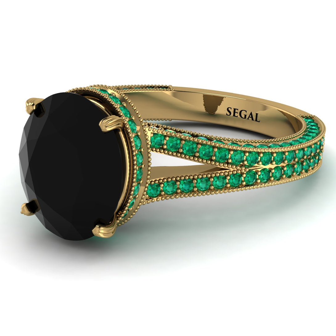 Milgrain Oval Emerald Engagement Ring - Nicole No. 22