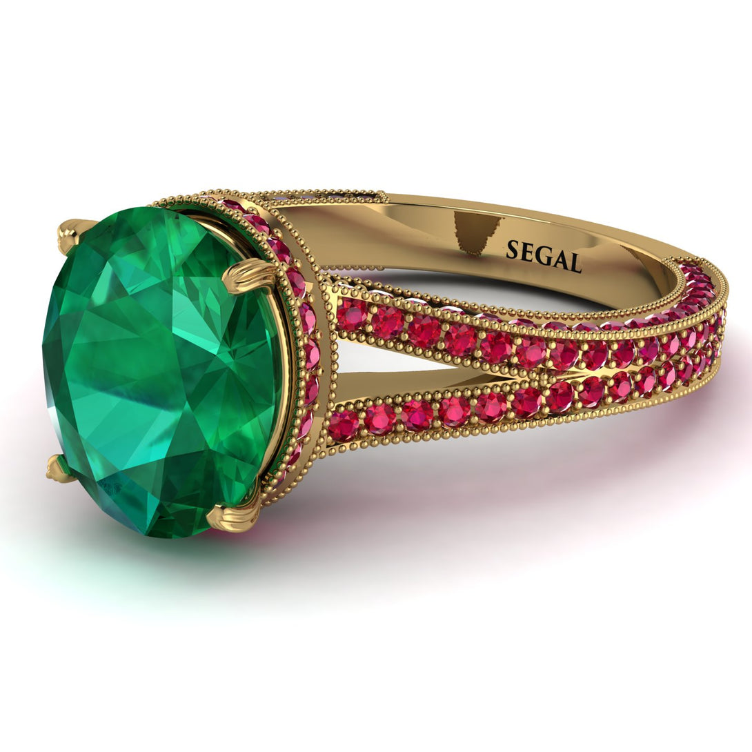 Milgrain Oval Ruby Engagement Ring - Nicole No. 49