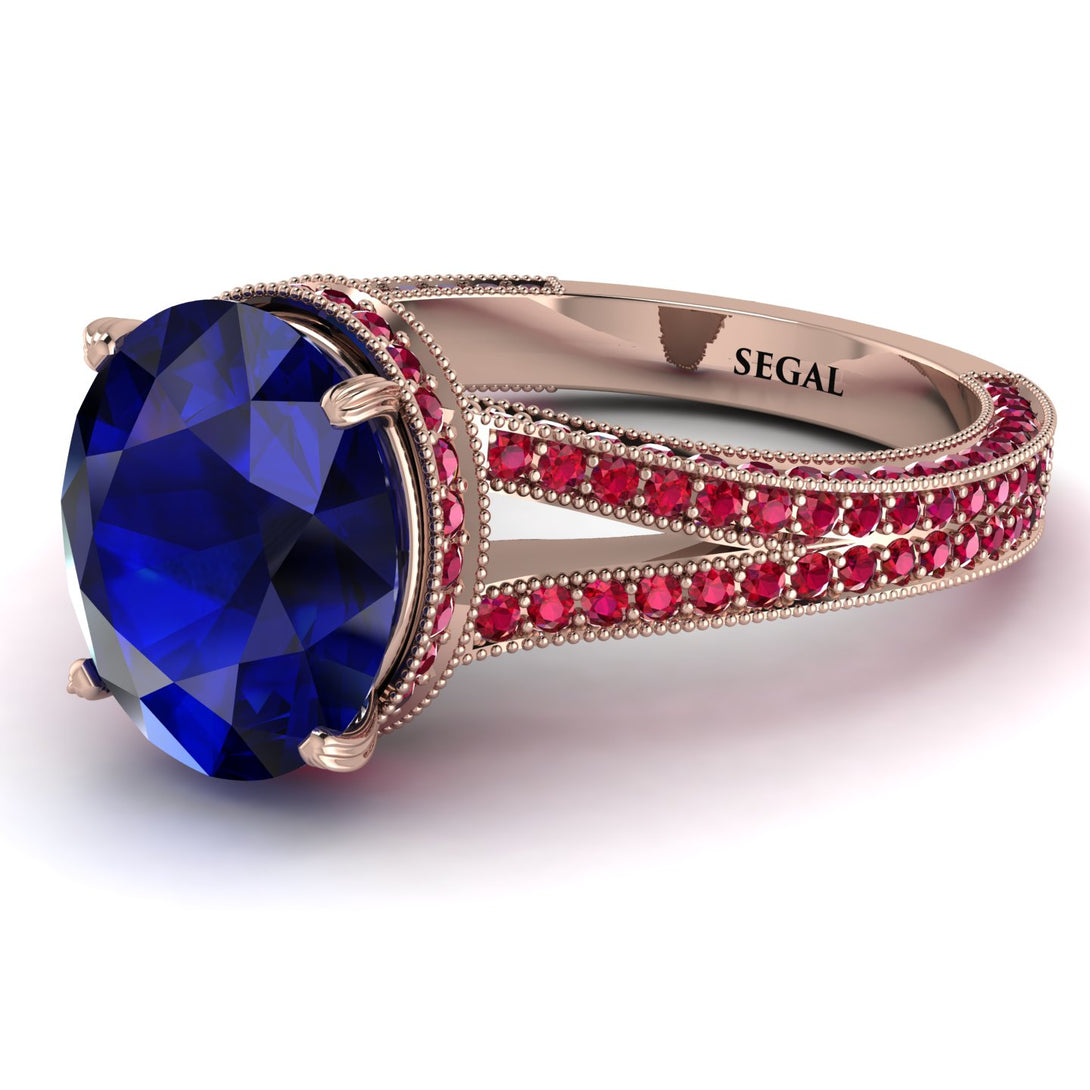 Milgrain Oval Ruby Engagement Ring - Nicole No. 59