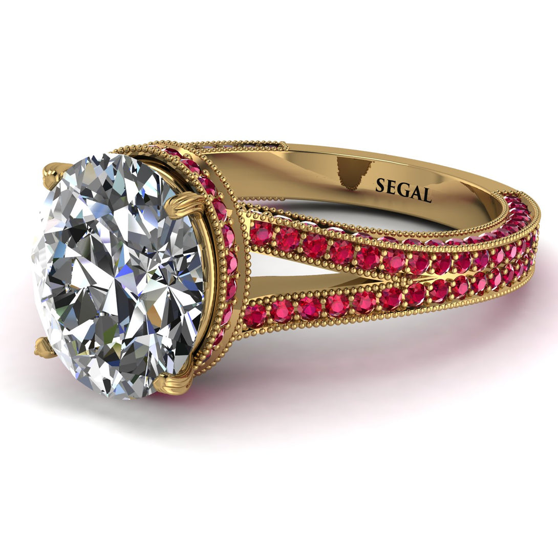 Milgrain Oval Ruby Engagement Ring - Nicole No. 46