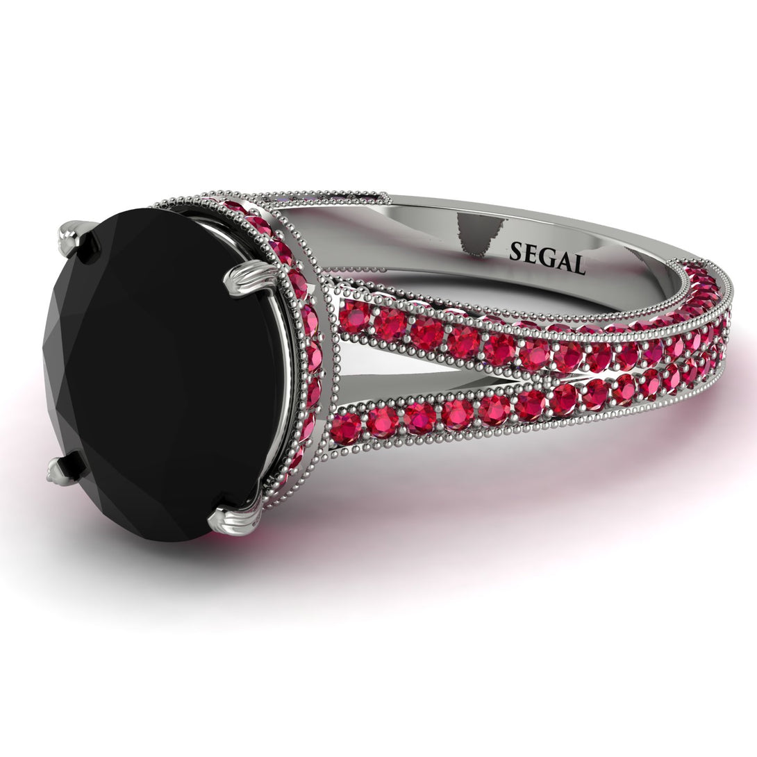 Milgrain Oval Ruby Engagement Ring - Nicole No. 54