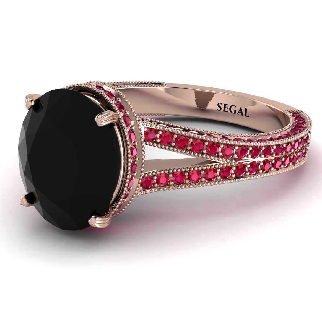 Milgrain Oval Ruby Engagement Ring - Nicole No. 53
