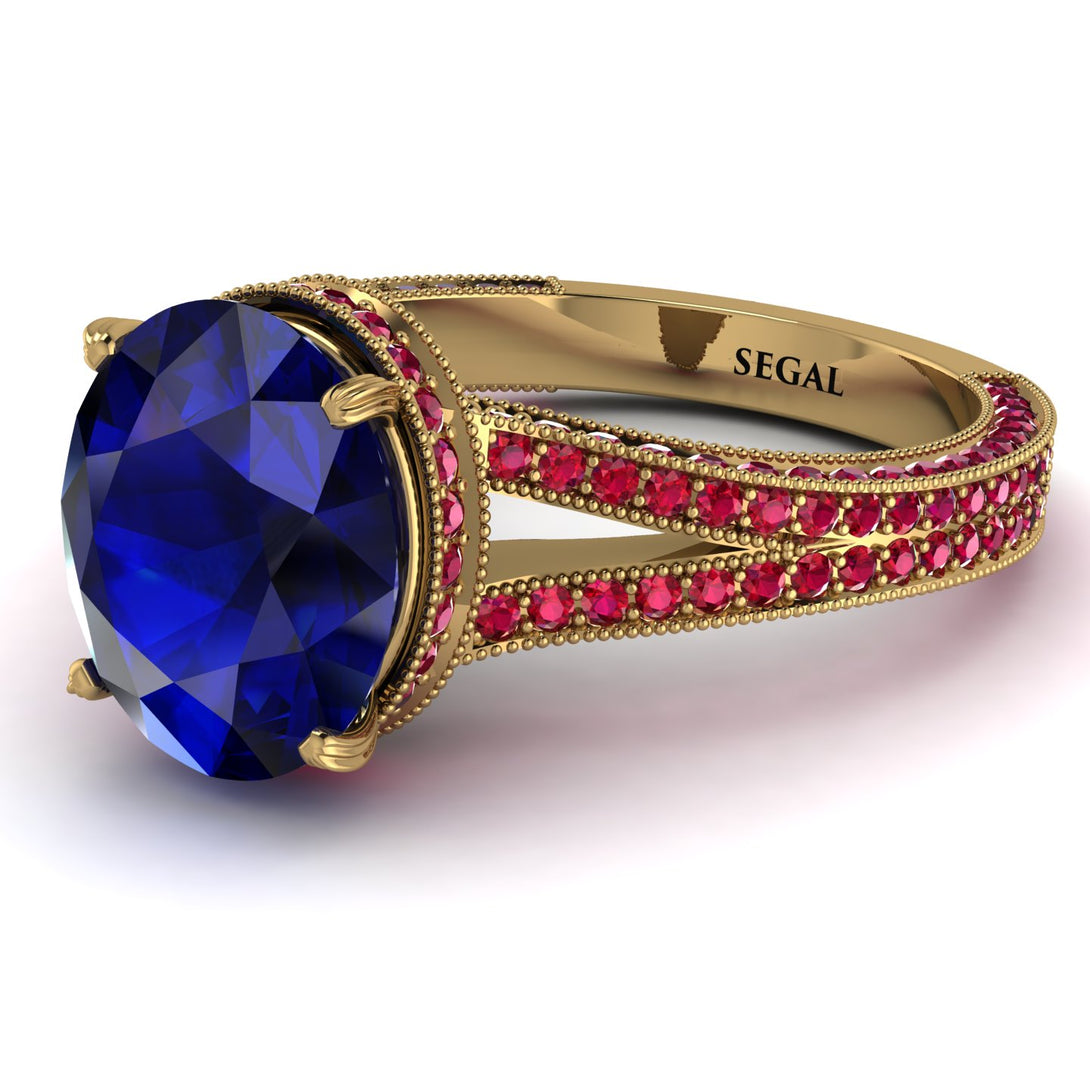 Milgrain Oval Ruby Engagement Ring - Nicole No. 58