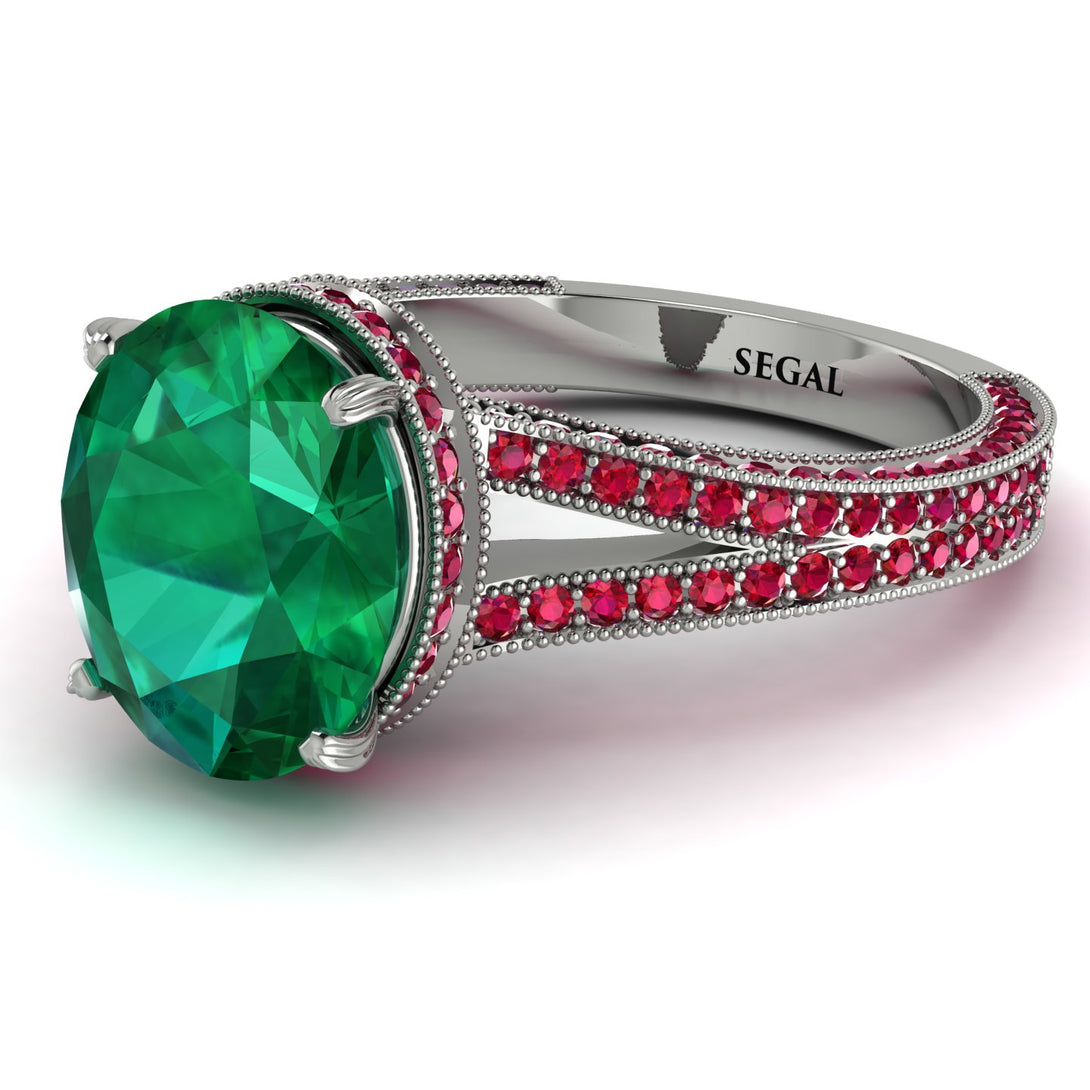 Milgrain Oval Ruby Engagement Ring - Nicole No. 51