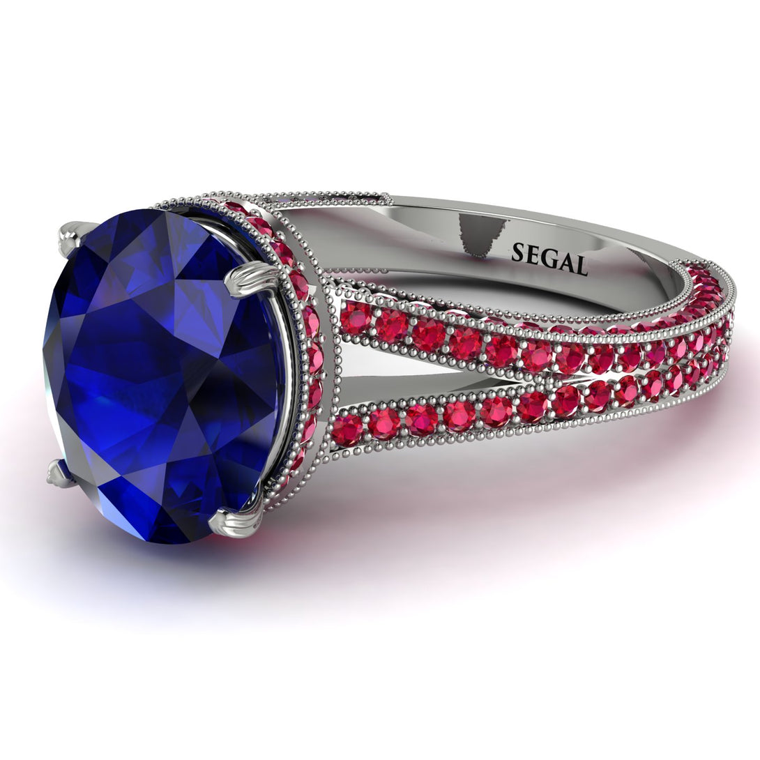 Milgrain Oval Ruby Engagement Ring - Nicole No. 60