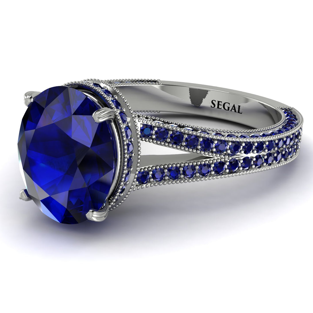 Milgrain Oval Sapphire Engagement Ring - Nicole No. 75