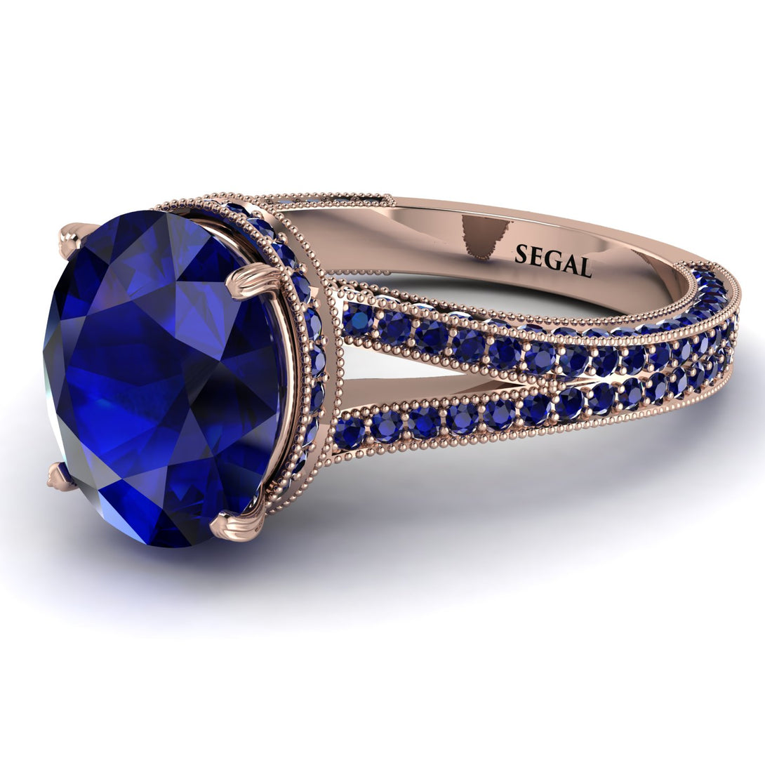 Milgrain Oval Sapphire Engagement Ring - Nicole No. 74