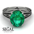 Milgrain Oval Black Diamond Engagement Ring - Nicole No. 36 image 3