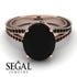 Milgrain Oval Black Diamond Engagement Ring - Nicole No. 38 image 3