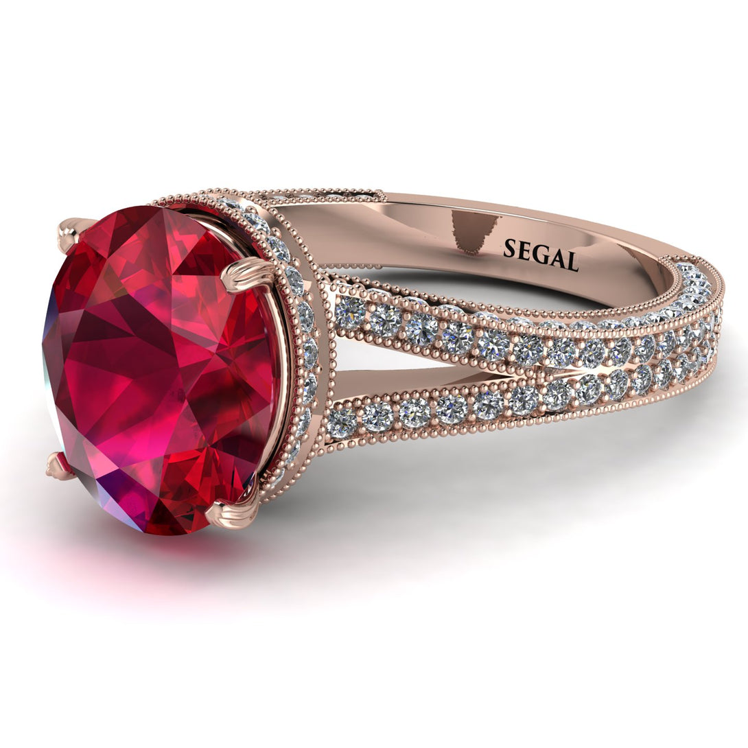 Milgrain Oval Diamond Engagement Ring - Nicole No. 11