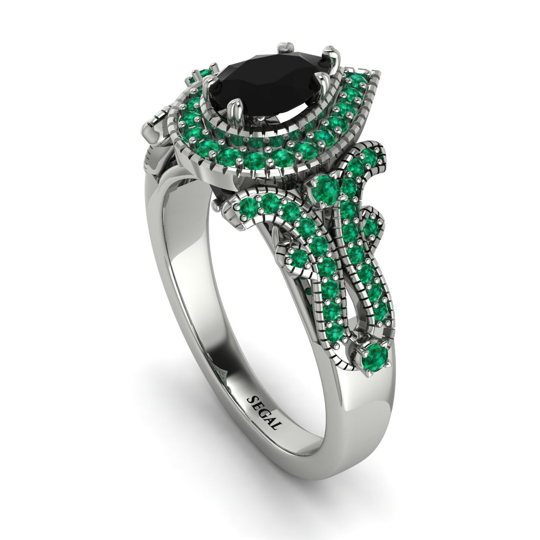 Milgrain Pear Cut Black Diamond Ring - Lisa No. 24