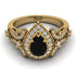 Milgrain Pear Cut Black Diamond Ring - Lisa No. 7 image 2