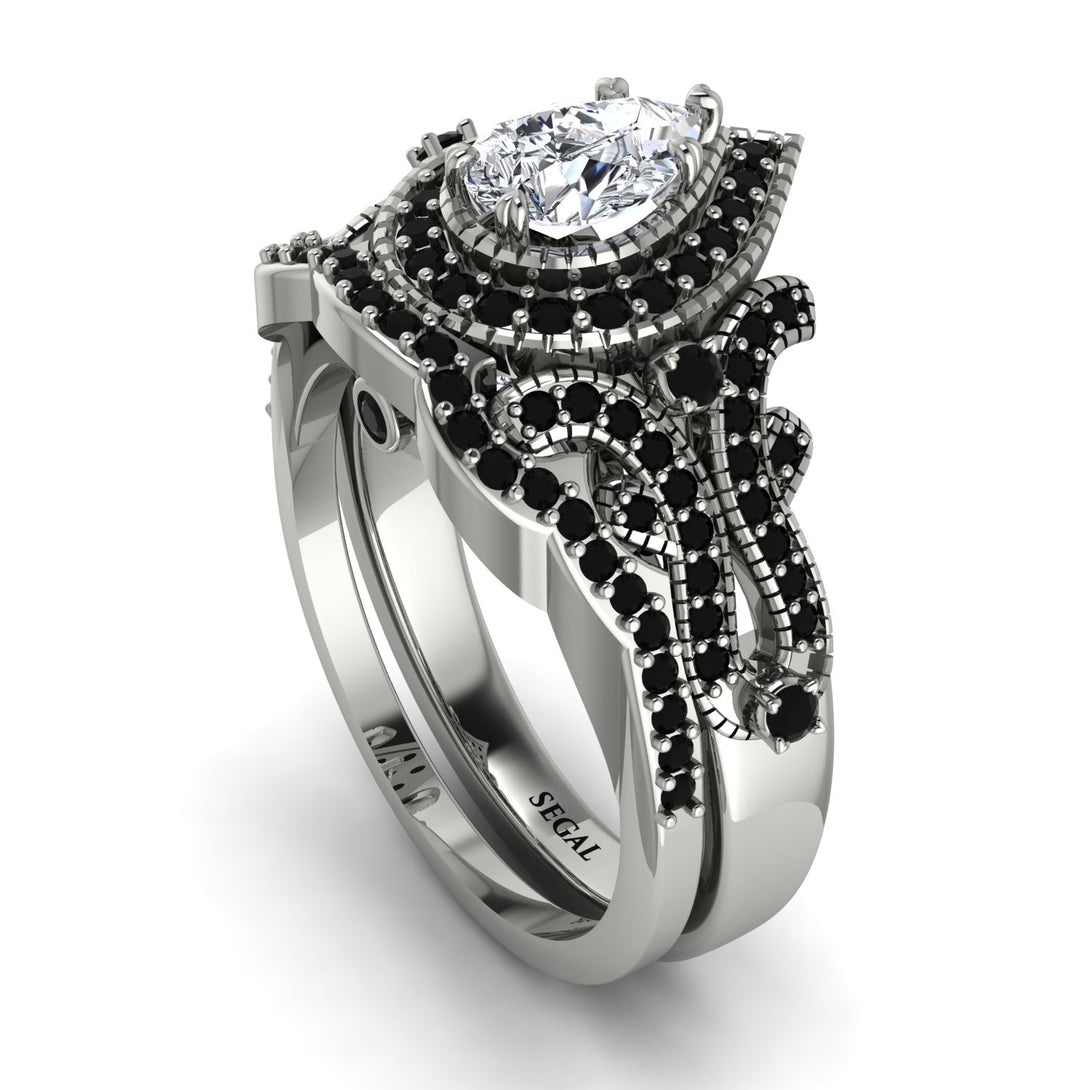 Milgrain Pear Cut Diamond Bridal Set - Lisa No. 33