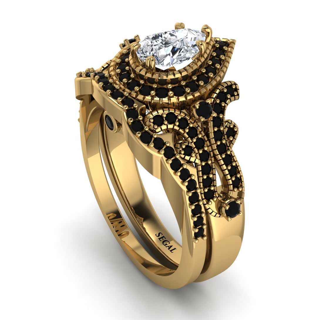 Milgrain Pear Cut Diamond Bridal Set - Lisa No. 31