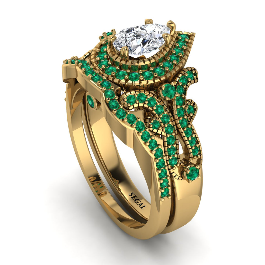 Milgrain Pear Cut Diamond Bridal Set - Lisa No. 16