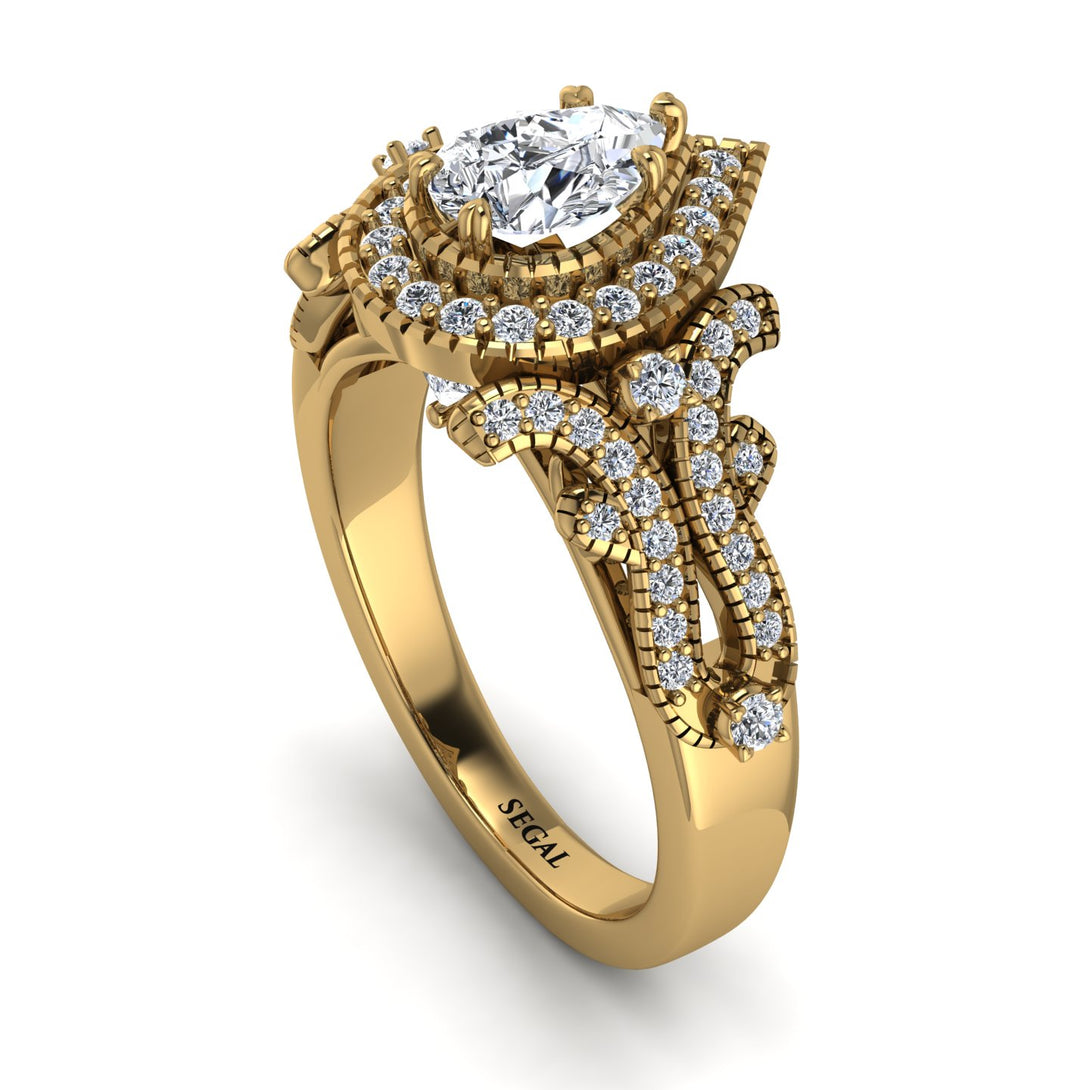Milgrain Pear Cut Diamond Ring - Lisa No. 1