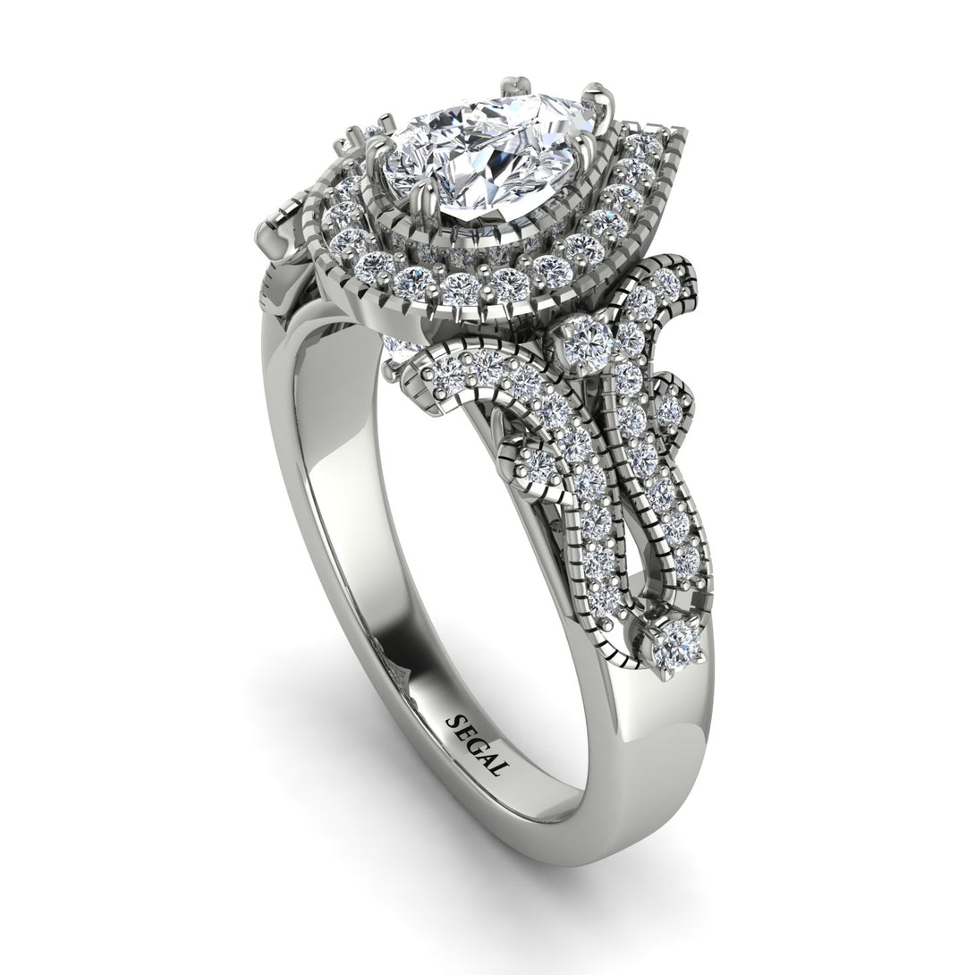 Milgrain Pear Cut Diamond Ring - Lisa No. 3