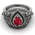 Milgrain Pear Cut Ruby Bridal Set - Lisa No. 42 image 2