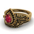 Milgrain Pear Cut Ruby Bridal Set - Lisa No. 40 image 3