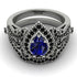 Milgrain Pear Cut Sapphire Bridal Set - Lisa No. 45 image 2