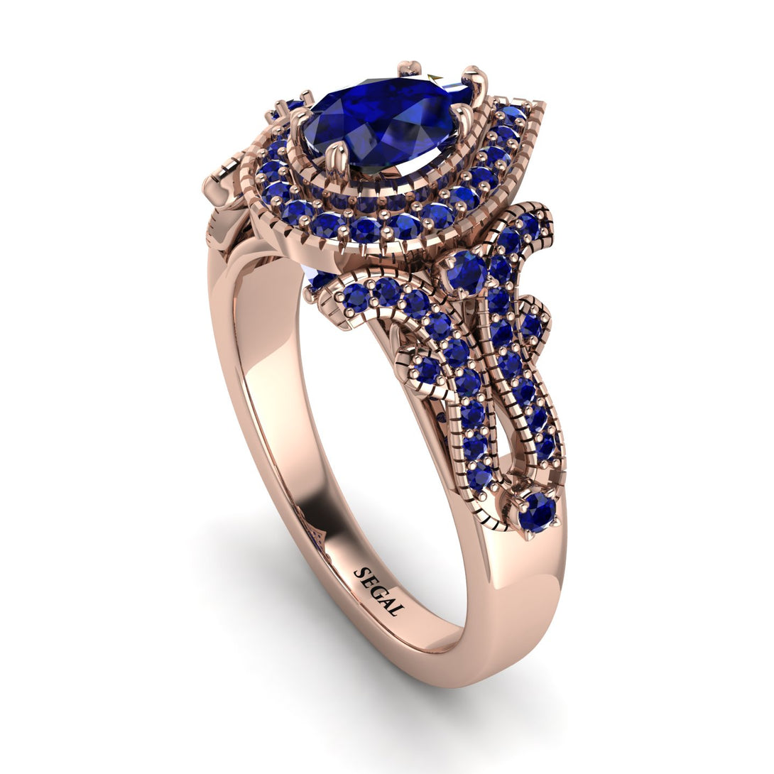 Milgrain Pear Cut Sapphire Ring - Lisa No. 74
