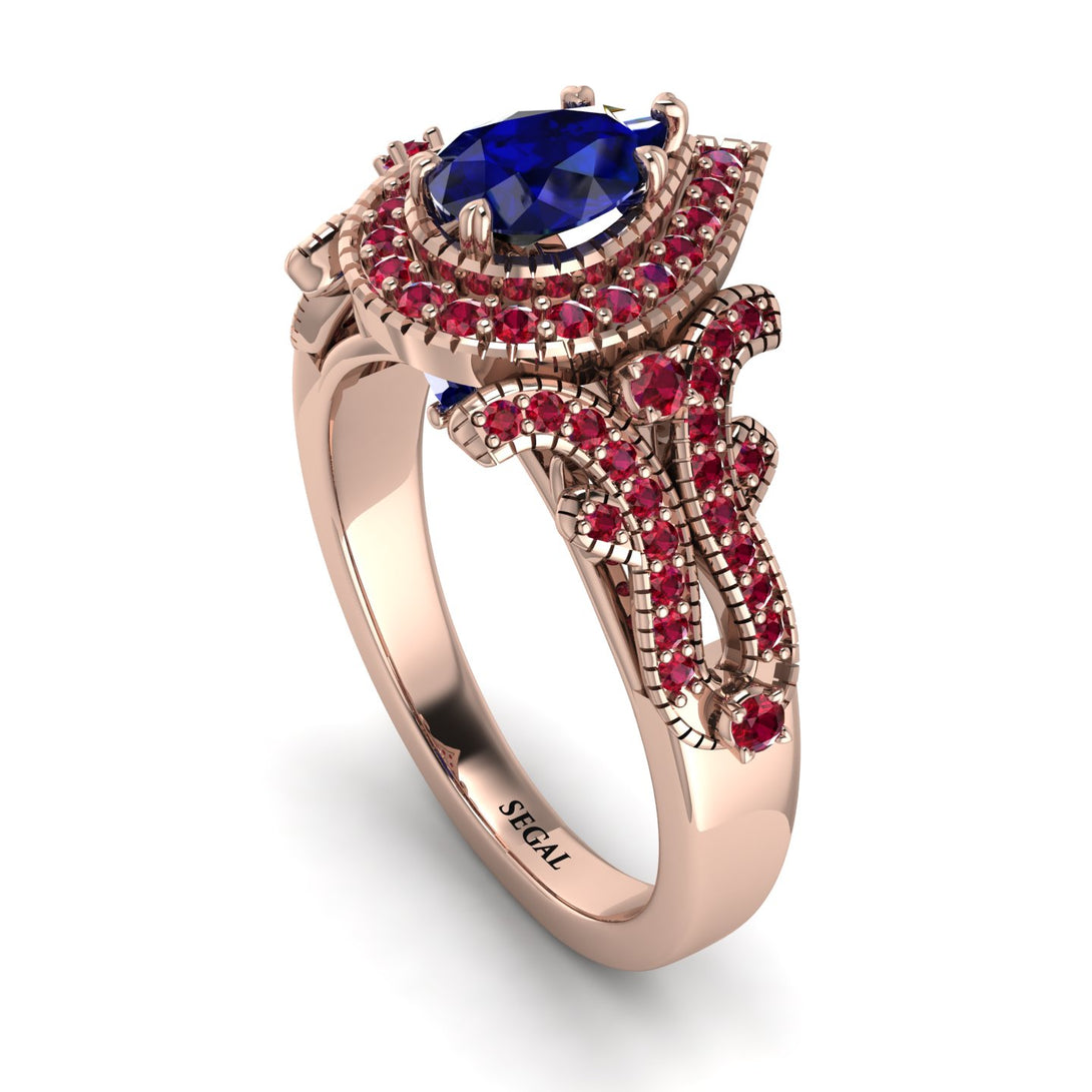 Milgrain Pear Cut Sapphire Ring - Lisa No. 59
