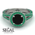 Milgrain Round Black Diamond Engagement Ring - Payton No. 24 image 3