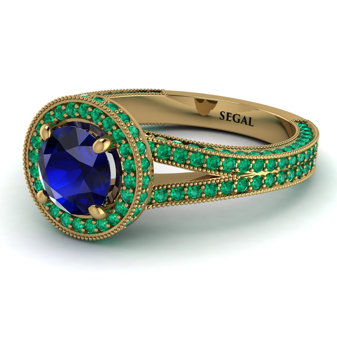 Milgrain Round Sapphire Engagement Ring - Payton No. 28