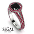 Milgrain Round Black Diamond Engagement Ring - Payton No. 54 image 2