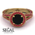Milgrain Round Black Diamond Engagement Ring - Payton No. 52 image 3