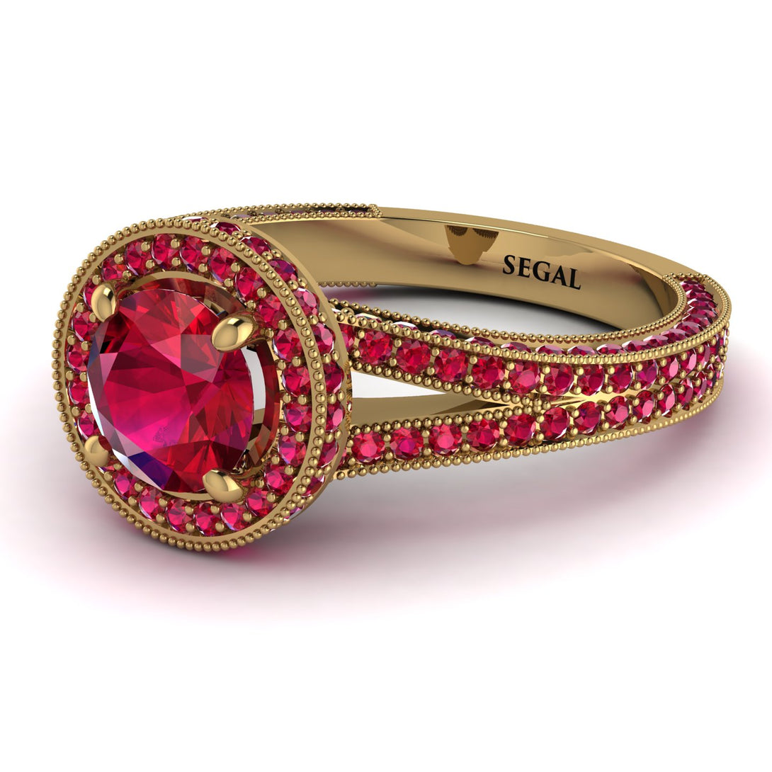 Milgrain Round Ruby Engagement Ring - Payton No. 55