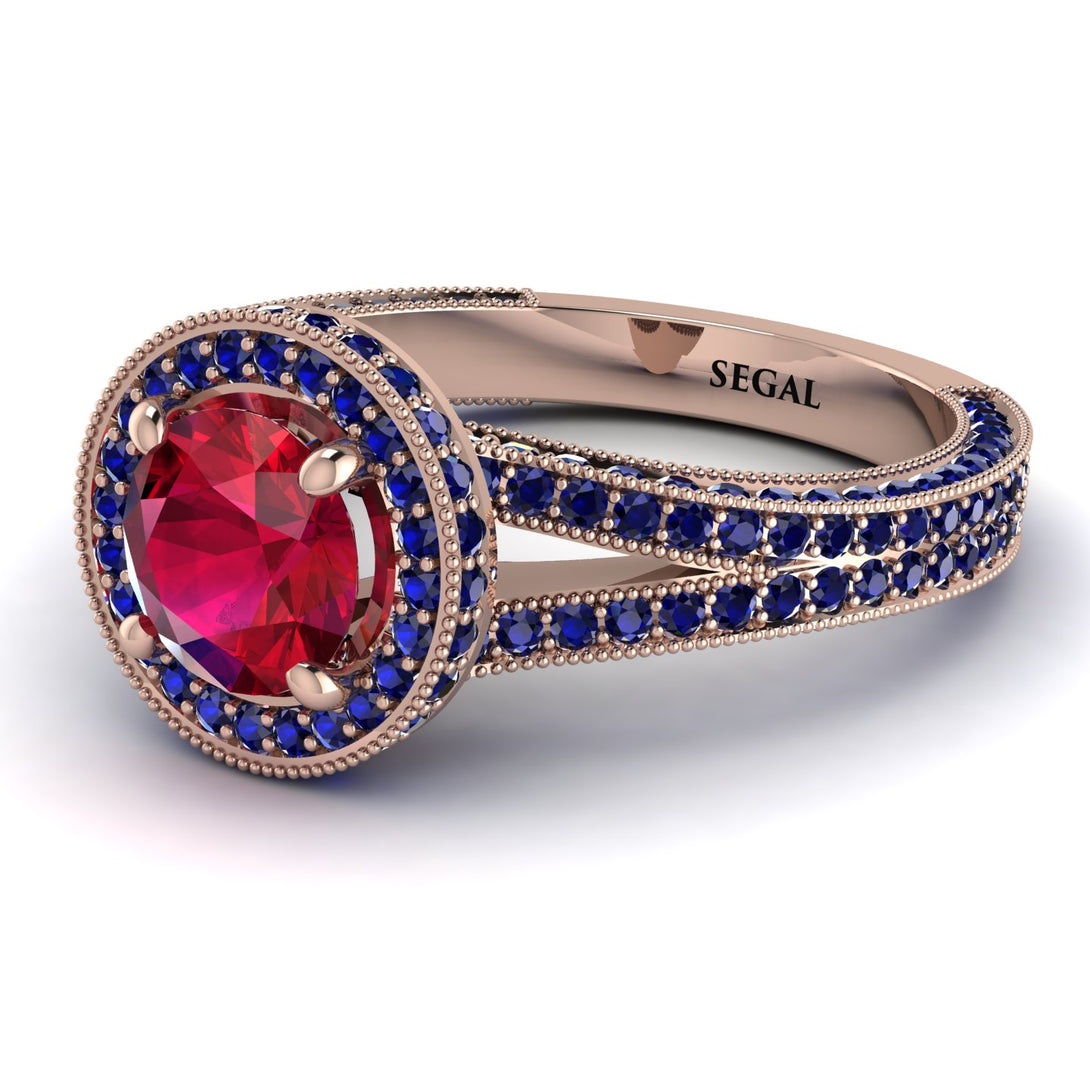 Milgrain Round Ruby Engagement Ring - Payton No. 71