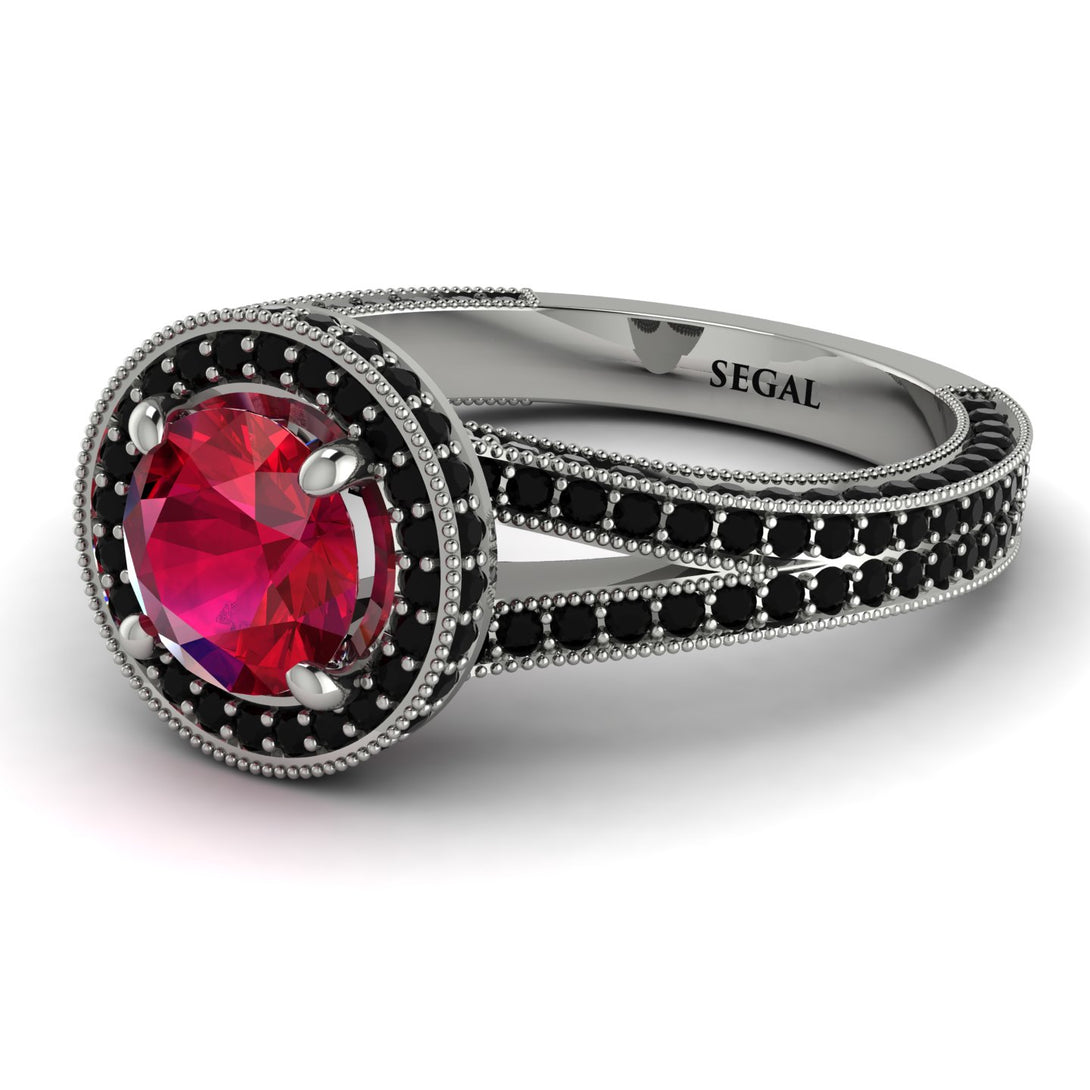 Milgrain Round Ruby Engagement Ring - Payton No. 42