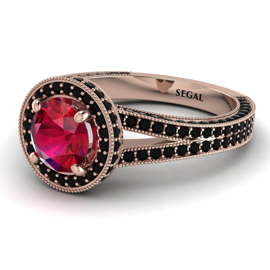 Milgrain Round Ruby Engagement Ring - Payton No. 41