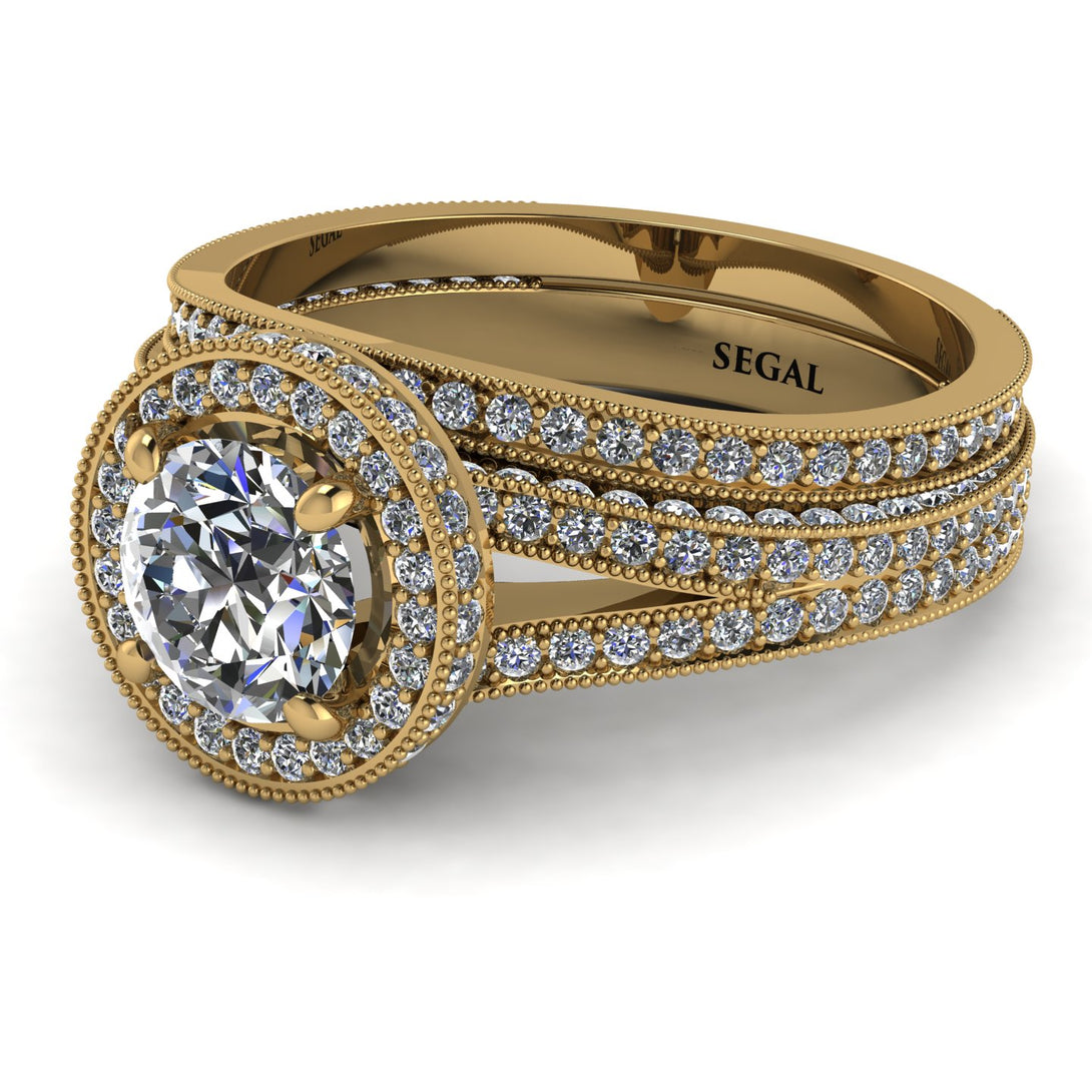 Milgrain Round Diamond Bridal Set - Payton No. 1